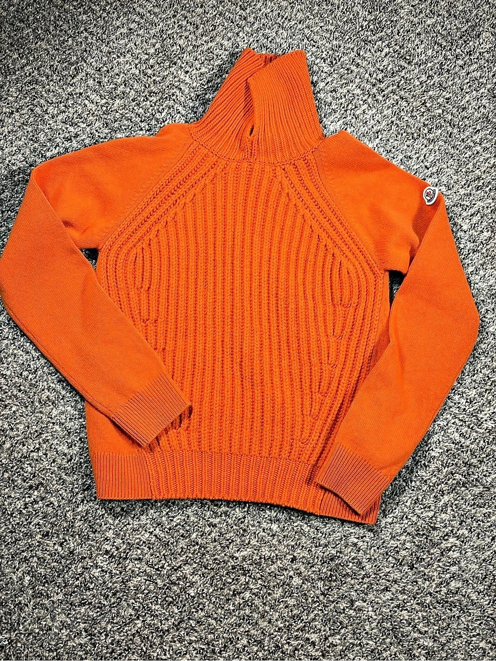 Moncler Ribbed Wool-Cashmere Turtleneck Sweater Orange Large